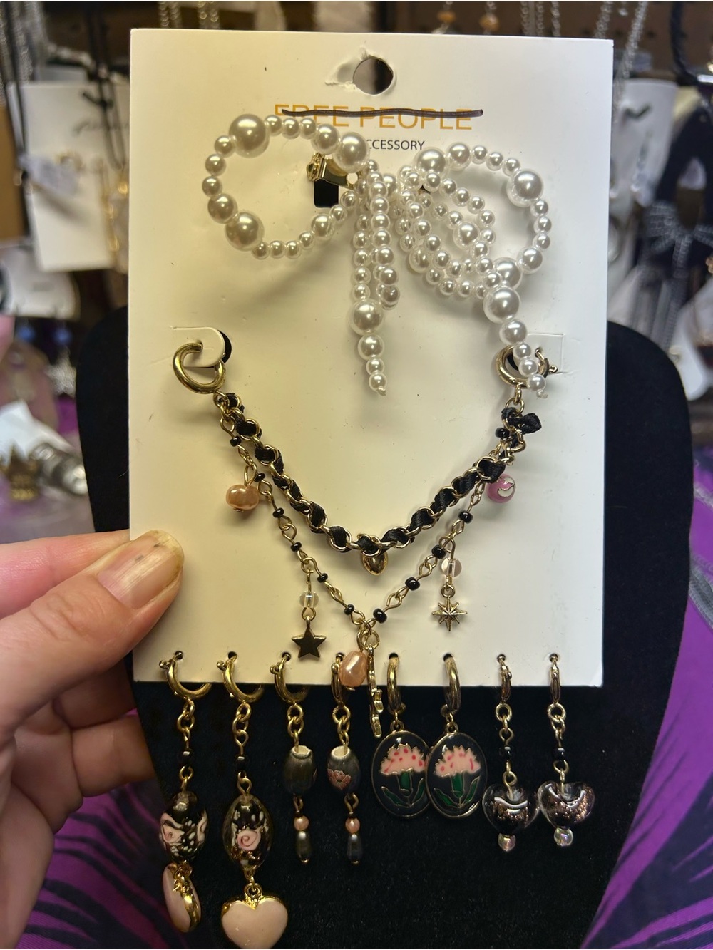 NWT Free People Maxx-ed Out Shoe Charm Pack Black Heart - Picture 4 of 5